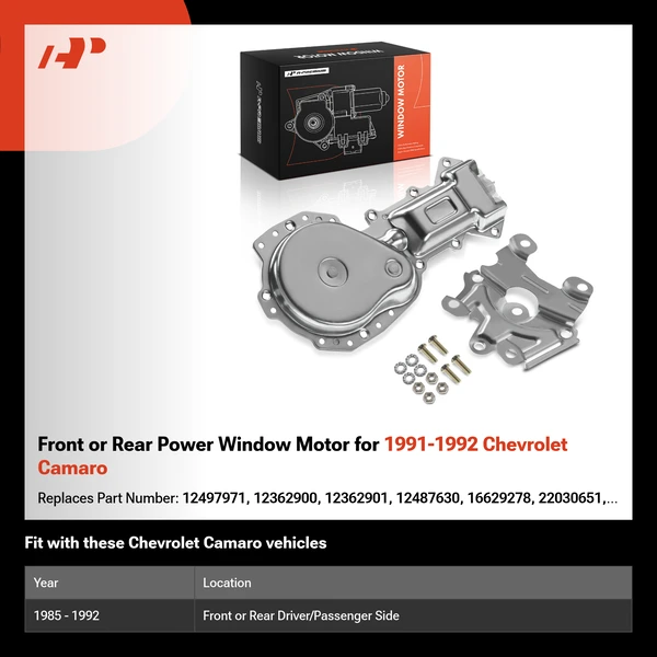 Front or Rear Power Window Motor for 1991-1992 Chevrolet Camaro