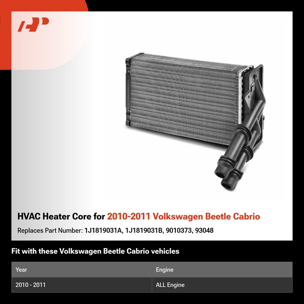 HVAC Heater Core for 2010-2011 Volkswagen Beetle Cabrio