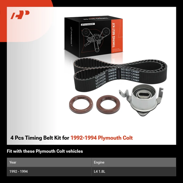 4 Pcs Timing Belt Kit for 1992-1994 Plymouth Colt