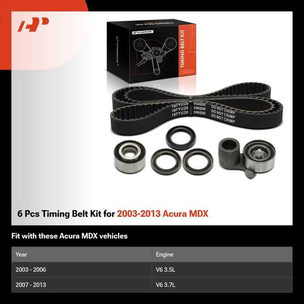 6 Pcs Timing Belt Kit for 2003-2013 Acura MDX