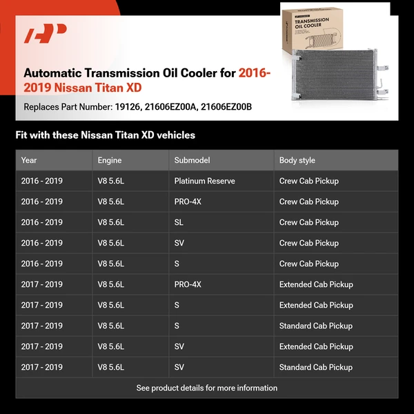 Automatic Transmission Oil Cooler for 2016-2019 Nissan Titan XD