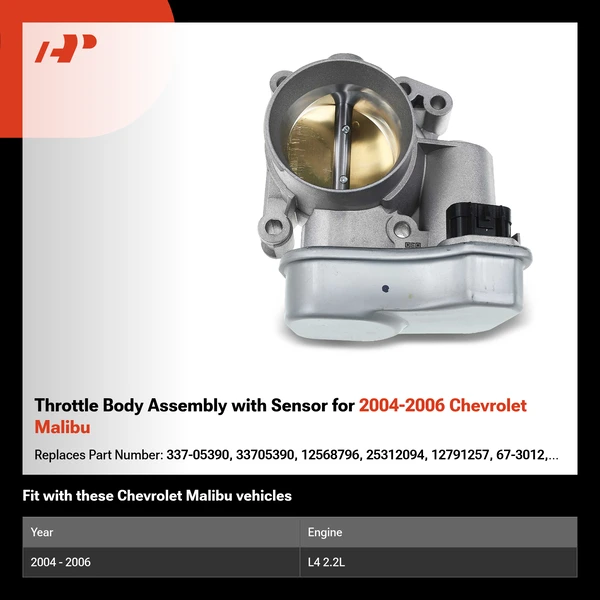 Throttle Body Assembly with Sensor for 2004-2006 Chevrolet Malibu
