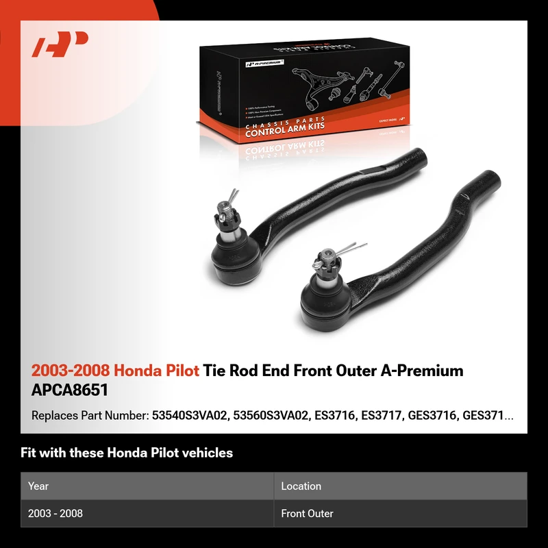 2003-2008 Honda Pilot Tie Rod End Front Outer A-Premium APCA8651