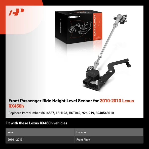 Front Passenger Ride Height Level Sensor for 2010-2013 Lexus RX450h
