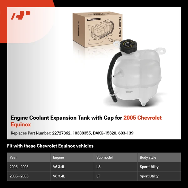Engine Coolant Expansion Tank with Cap for 2005 Chevrolet Equinox