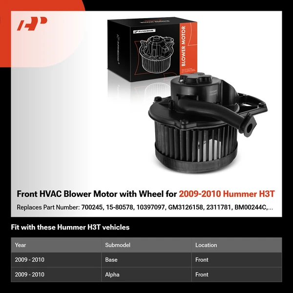 Front HVAC Blower Motor with Wheel for 2009-2010 Hummer H3T