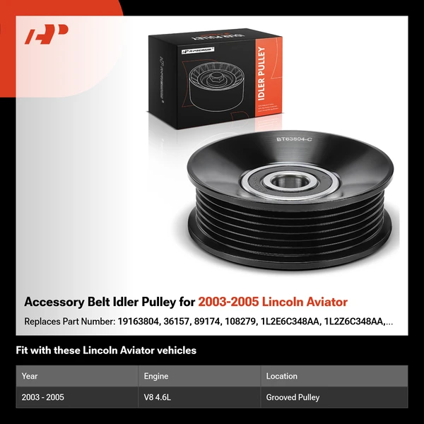Accessory Belt Idler Pulley for 2003-2005 Lincoln Aviator