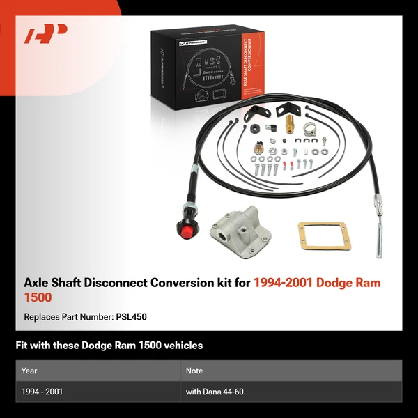 Axle Shaft Disconnect Conversion kit for 1994-2001 Dodge Ram 1500