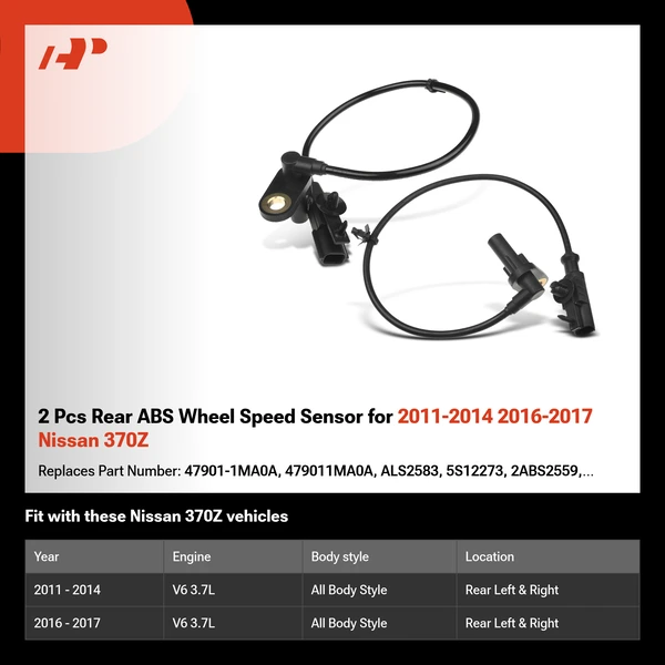 2 Pcs Rear ABS Wheel Speed Sensor for 2011-2014 2016-2017 Nissan 370Z