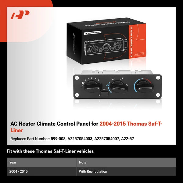 AC Heater Climate Control Panel for 2004-2015 Thomas Saf-T-Liner