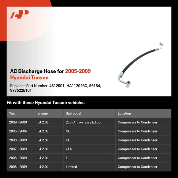 AC Discharge Hose for 2005-2009 Hyundai Tucson