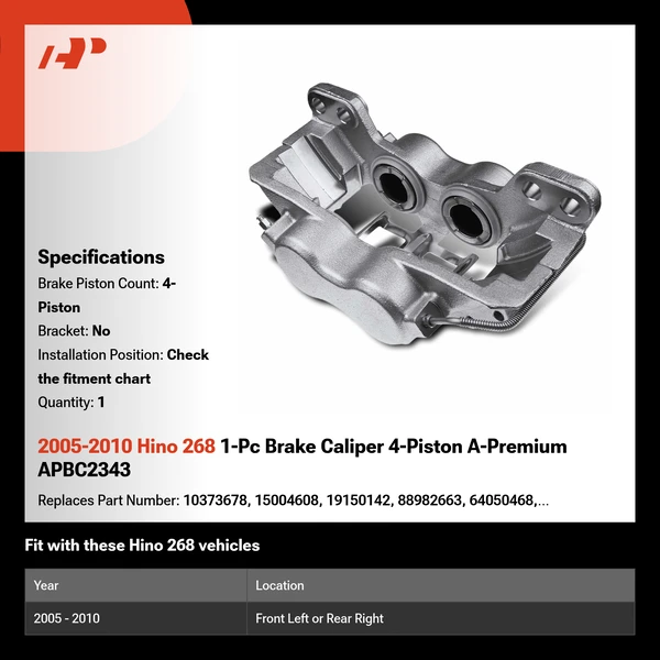 2005-2010 Hino 268 1-Pc Brake Caliper 4-Piston A-Premium APBC2343