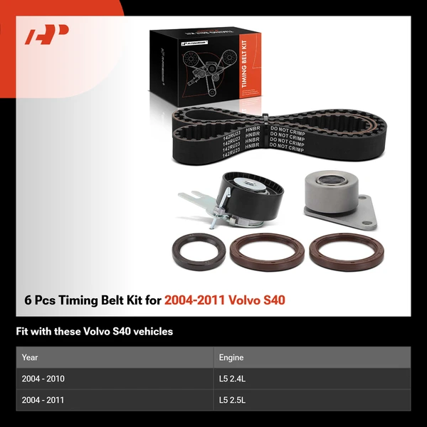 6 Pcs Timing Belt Kit for 2004-2011 Volvo S40