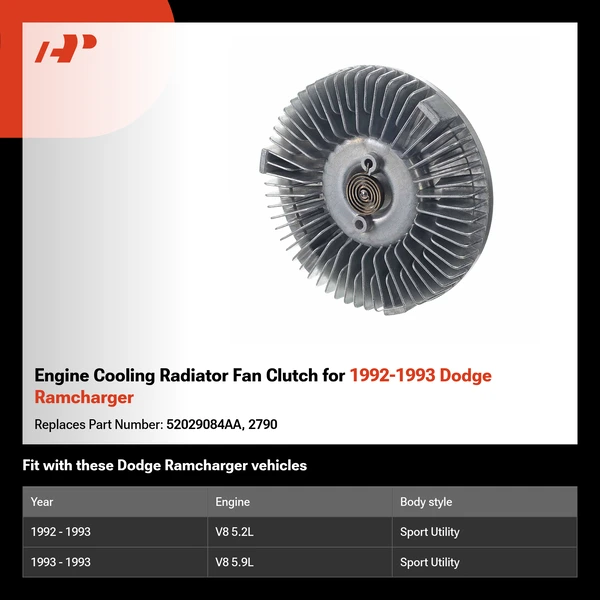 Engine Cooling Radiator Fan Clutch for 1992-1993 Dodge Ramcharger