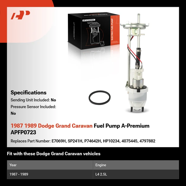 1987 1989 Dodge Grand Caravan Fuel Pump A-Premium APFP0723