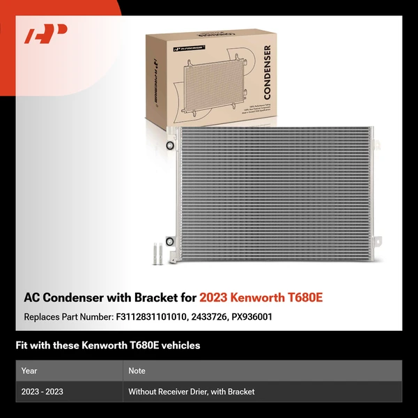 AC Condenser with Bracket for 2023 Kenworth T680E
