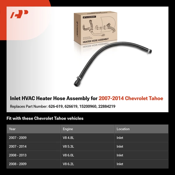 Inlet HVAC Heater Hose Assembly for 2007-2014 Chevrolet Tahoe