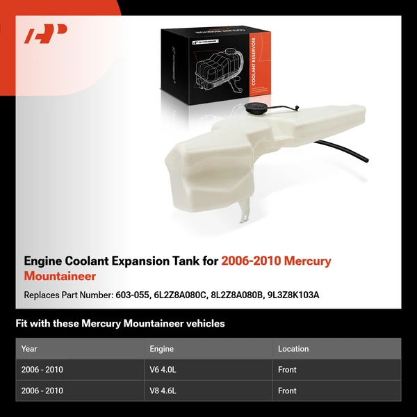 Engine Coolant Expansion Tank for 2006-2010 Mercury Mountaineer