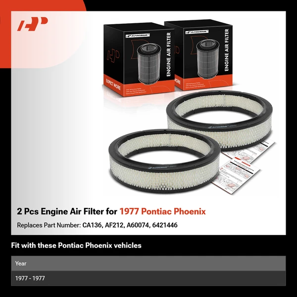 2 Pcs Engine Air Filter for 1977 Pontiac Phoenix
