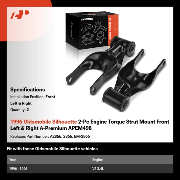 1996 Oldsmobile Silhouette 2-Pc Engine Torque Strut Mount Front Left & Right A-Premium APEM498