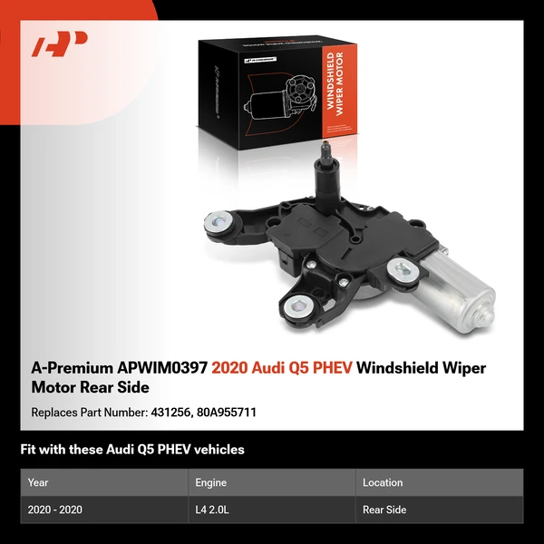 A-Premium APWIM0397 2020 Audi Q5 PHEV Windshield Wiper Motor Rear Side
