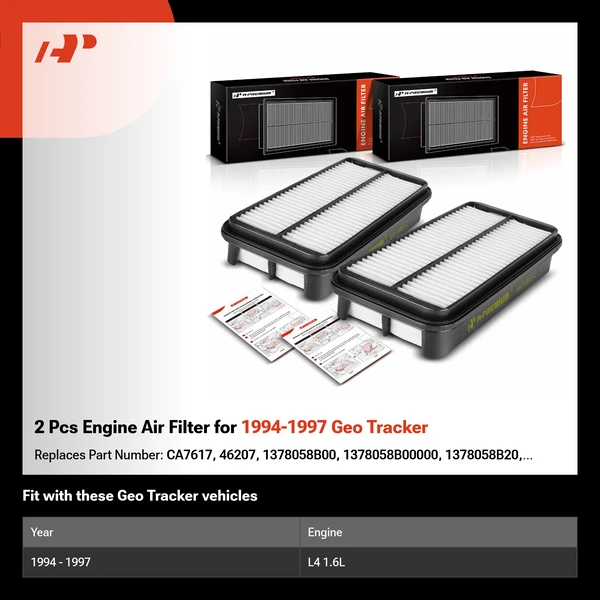 2 Pcs Engine Air Filter for 1994-1997 Geo Tracker