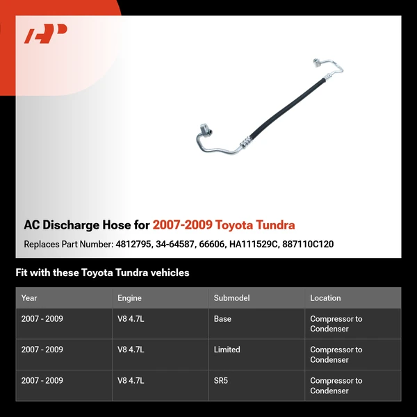 AC Discharge Hose for 2007-2009 Toyota Tundra