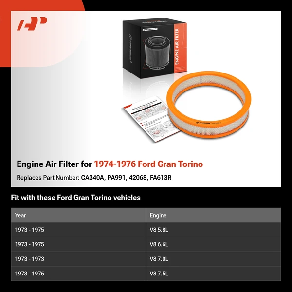 Engine Air Filter for 1974-1976 Ford Gran Torino