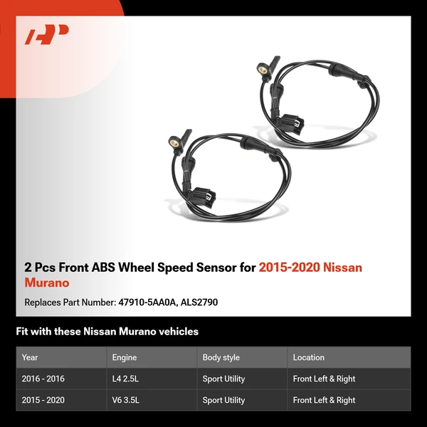 2 Pcs Front ABS Wheel Speed Sensor for 2015-2020 Nissan Murano
