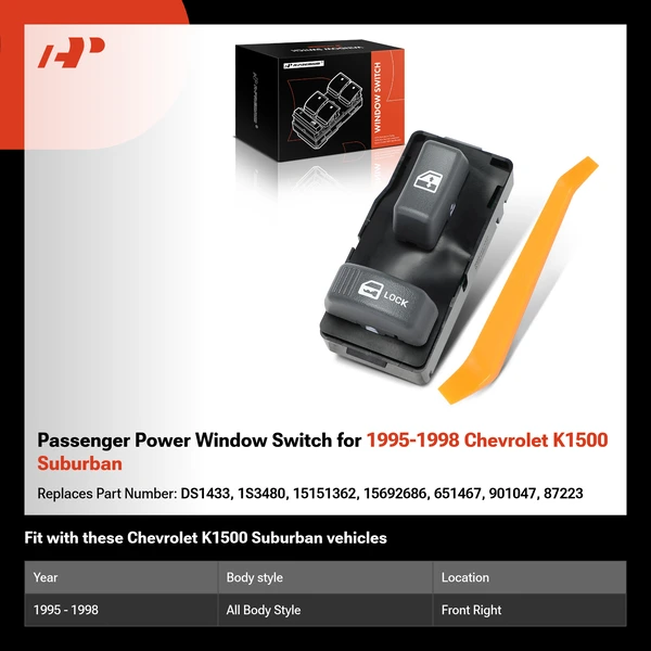 Passenger Power Window Switch for 1995-1998 Chevrolet K1500 Suburban