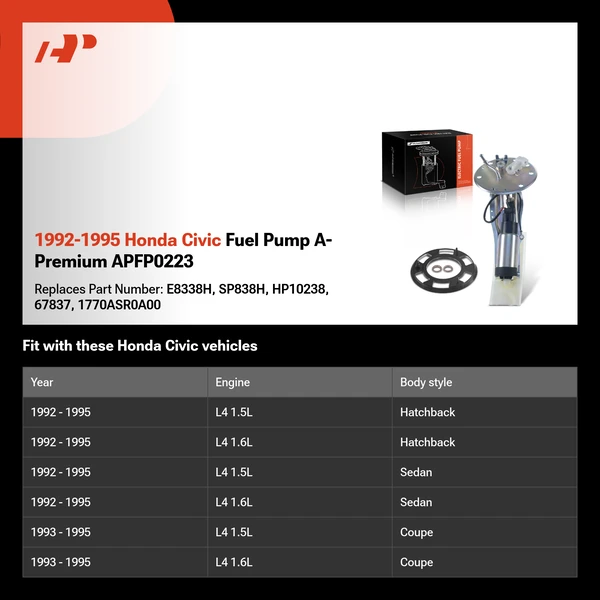 1992-1995 Honda Civic Fuel Pump A-Premium APFP0223