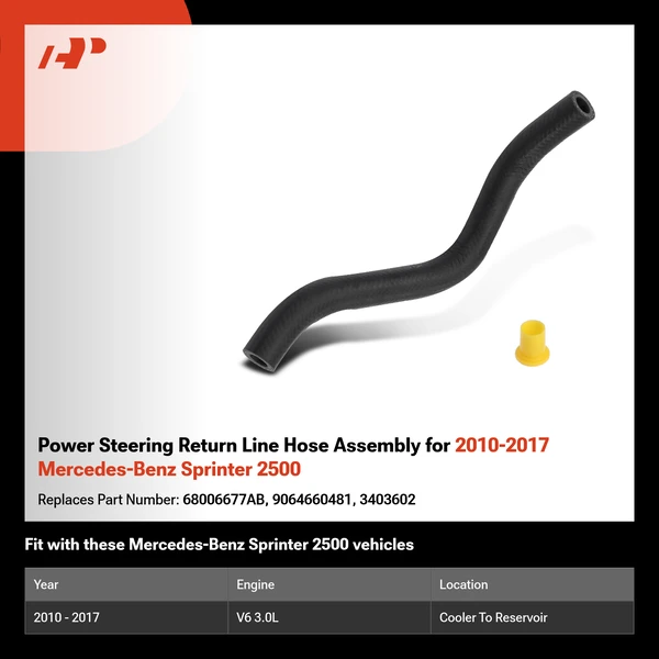 Power Steering Return Line Hose Assembly for 2010-2017 Mercedes-Benz Sprinter 2500