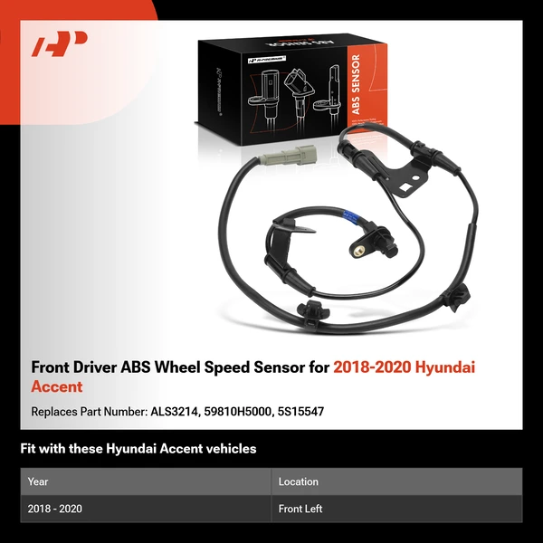 Front Driver ABS Wheel Speed Sensor for 2018-2020 Hyundai Accent