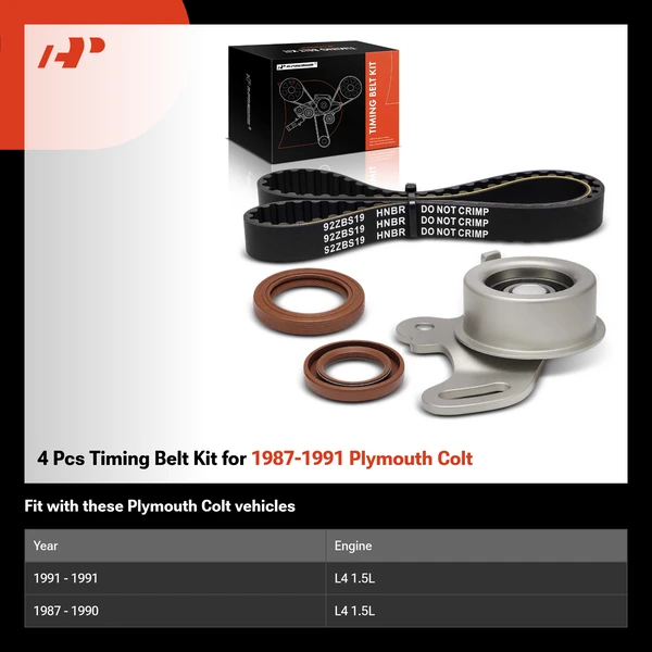4 Pcs Timing Belt Kit for 1987-1991 Plymouth Colt
