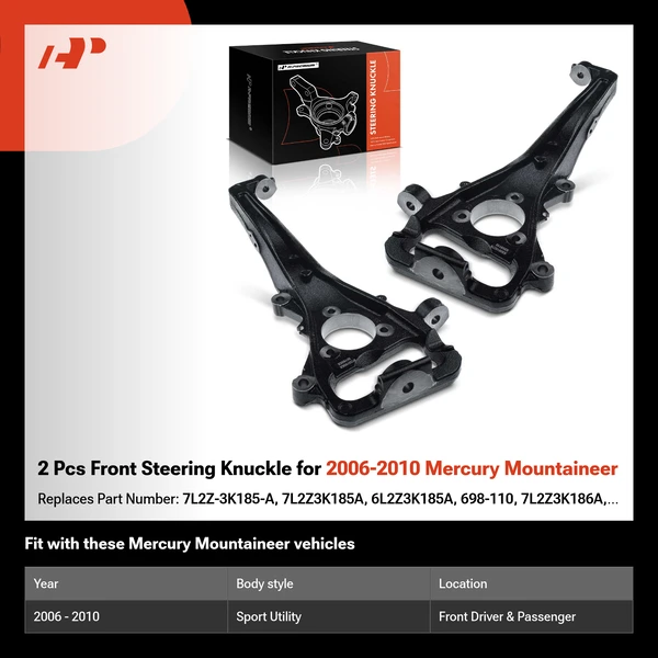 2 Pcs Front Steering Knuckle for 2006-2010 Mercury Mountaineer
