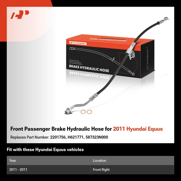 Front Passenger Brake Hydraulic Hose for 2011 Hyundai Equus
