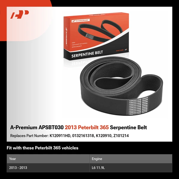 A-Premium APSBT030 2013 Peterbilt 365 Serpentine Belt
