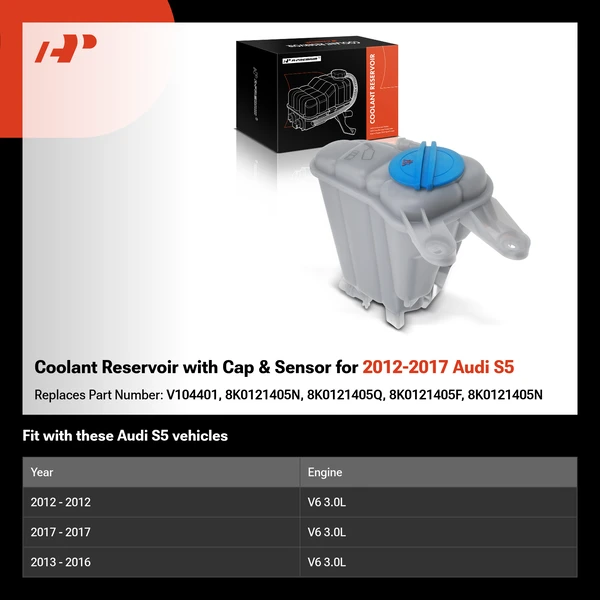 Coolant Reservoir with Cap & Sensor for 2012-2017 Audi S5