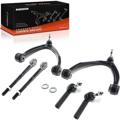 6 Pcs Front Upper Control Arm & Inner Outer Tie Rod End