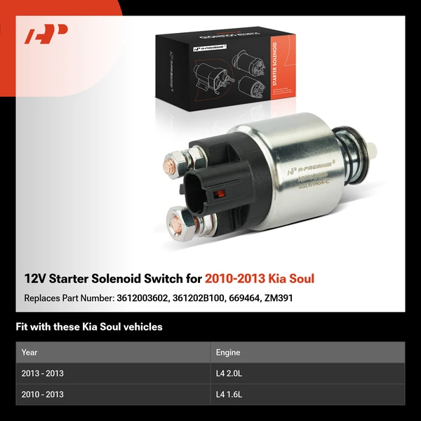 12V Starter Solenoid Switch for 2010-2013 Kia Soul