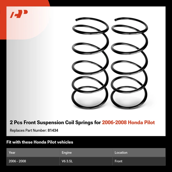 2 Pcs Front Suspension Coil Springs for 2006-2008 Honda Pilot