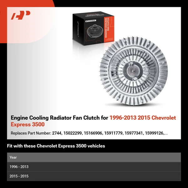 Engine Cooling Radiator Fan Clutch for 1996-2013 2015 Chevrolet Express 3500