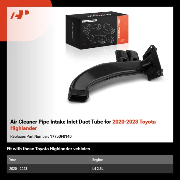 Air Cleaner Pipe Intake Inlet Duct Tube for 2020-2023 Toyota Highlander