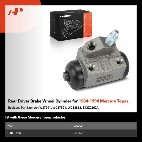 Rear Driver Brake Wheel Cylinder for 1984-1994 Mercury Topaz