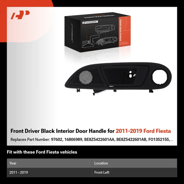 Front Driver Black Interior Door Handle for 2011-2019 Ford Fiesta