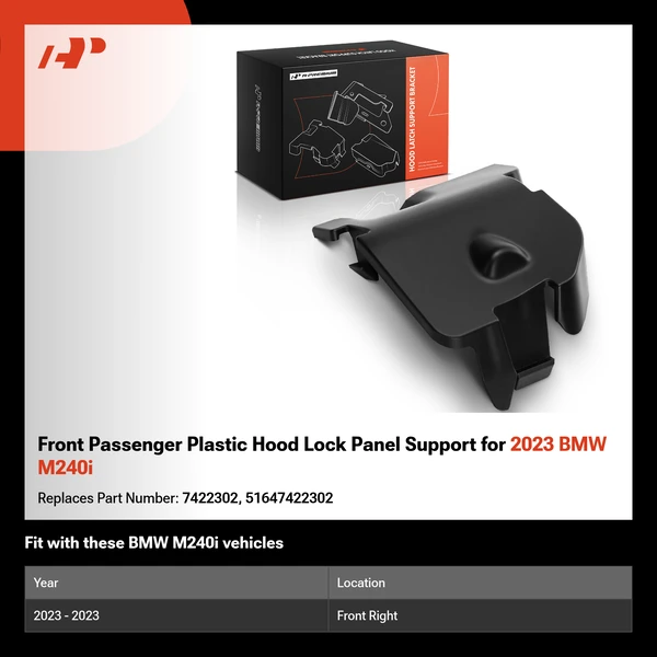 Front Passenger Plastic Hood Lock Panel Support for 2023 BMW M240i