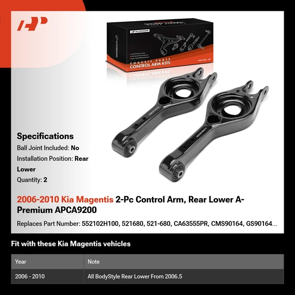 2006-2010 Kia Magentis 2-Pc Control Arm, Rear Lower A-Premium APCA9200