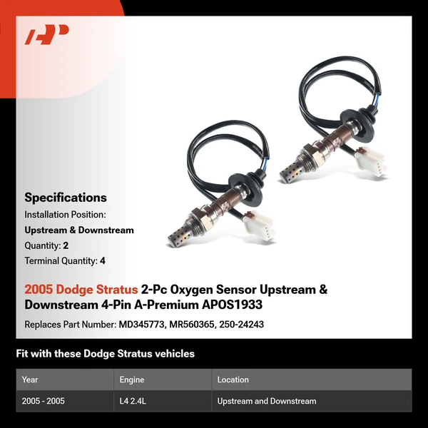 2005 Dodge Stratus 2-Pc Oxygen Sensor Upstream & Downstream 4-Pin A-Premium APOS1933