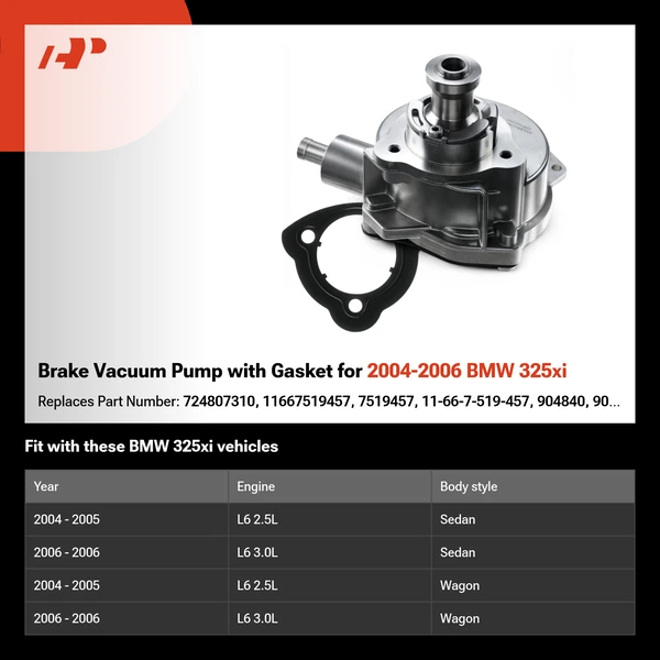 Brake Vacuum Pump with Gasket for 2004-2006 BMW 325xi