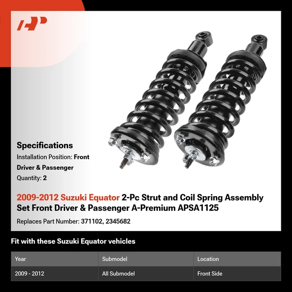 2009-2012 Suzuki Equator 2-Pc Strut and Coil Spring Assembly Set Front Driver & Passenger A-Premium APSA1125